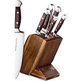 Emojoy Knife Set, 6 Piece Kitchen Knives Set with Block Wooden, German Stainless Steel Knife Block Set, Chef Knife Set