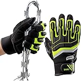 TAILI Heavy Duty Level 5 Puncture and Cut Resistant Gloves for Men Work, 3D PVC Level 1 Impact Protection, Anti Vibration Motorcycle Safety Gloves, Touchscreen, Breathable and Machine Washable, Small