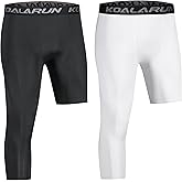 Koalarun One Leg Compression Tights for Basketball Men's 3/4 Capri Sports Leggings Athletic Training Pants Base Layers