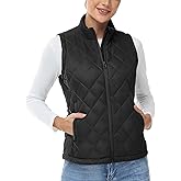 TBMPOY Women's Lightweight Quilted Vest Outerwear Puffer Sleeveless Jacket Windproof Winter Warm Stand Collar with 4 Pockets