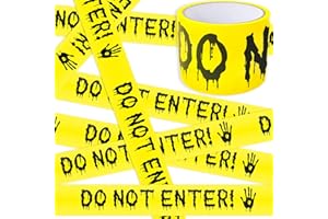 RUIZHUO Halloween Decorations Tape, 3In x 82Ft Scary "Do Not Enter" Yellow & Black Hazard Warning Fright Barricade DIY Caution Tape for Spooky Indoor & Outdoor Decorations, Party Supplies, Doors, Danger Zones