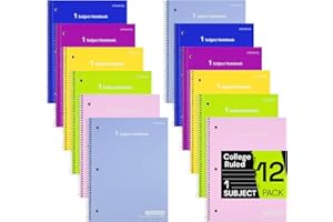 ONAVIA Spiral Notebook for School 12 Pack, 1 Subject, College Ruled Paper, 70 Sheets, 3 Hole Punched, 8" x 10-1/2", Lined Note Book Bulk, Writing Journal for Note Taking, Work, Assorted Colors