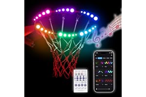 Neisouf DIY Color Chaning Basketball Hoop Light, APP and Remote Control 30 LEDs Super Bright Waterproof Basketball Rim LED Light for Outdoor/Indoor Use (16ft)