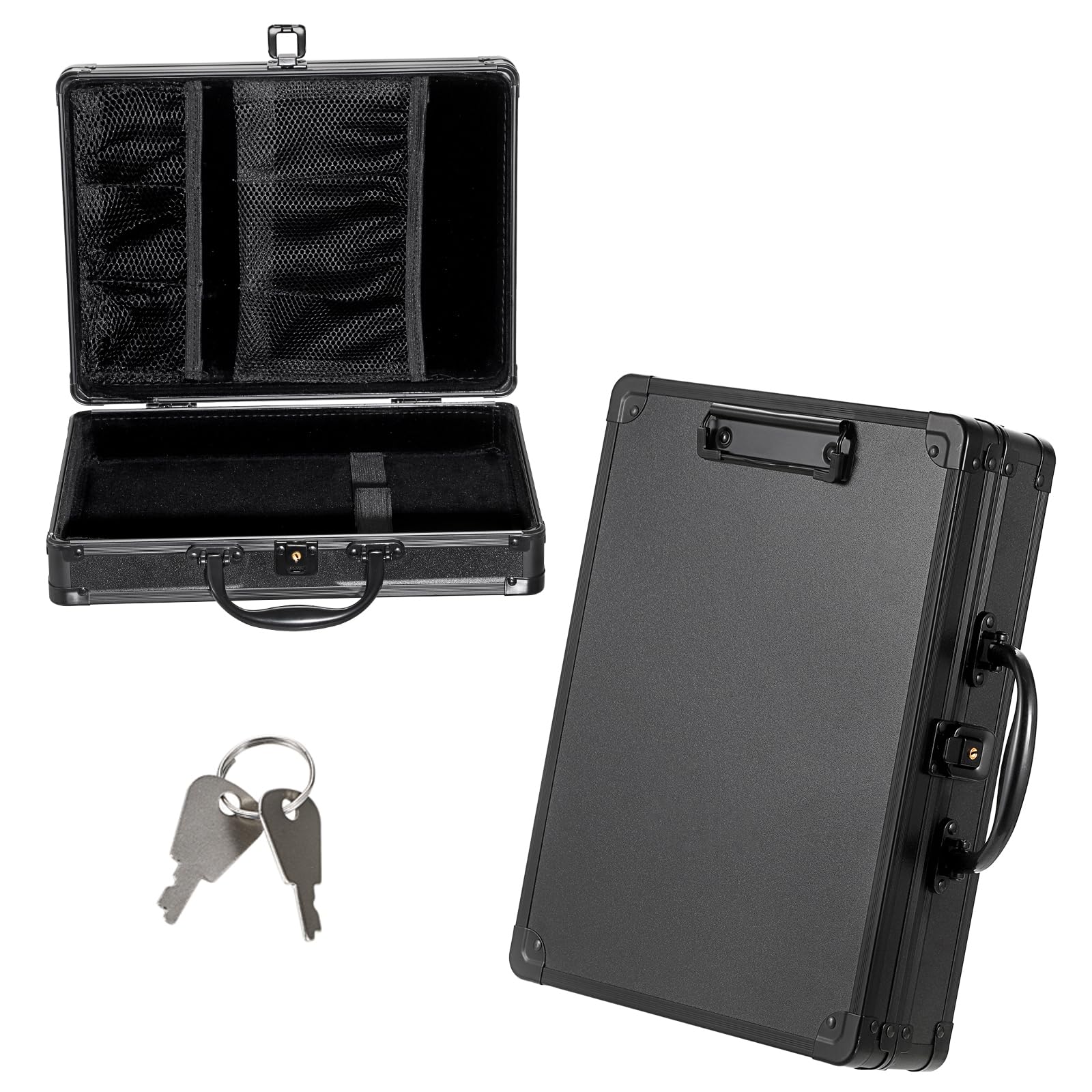 Photo 1 of Hoowen Metal Clipboard Storage Box with Key Lock and Handle, 12x9 Inch Aluminum Clipboard Case, Portable Small Briefcase with Binder, Heavy Duty Paper Organizer for Office Business Men, Letter Size