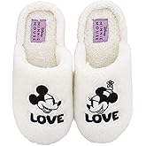 Ground Up Mickey and Minnie in Love Fuzzy Women's Slippers