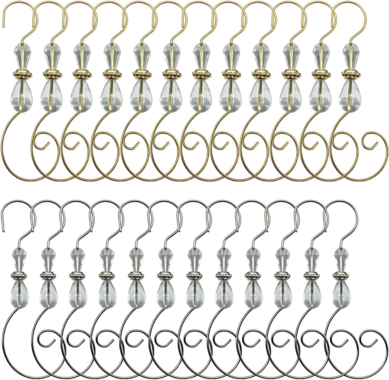Ornament Hooks - Christmas Ornament Hooks Iron Hook with Acrylic Jewelry Hanger Decoration for Christmas Tree Home Decoration (24 Pieces) (Style E)