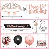 SWPEED 13th Birthday Gift Set Girls Sash Tiara Balloons Cake Topper Keyring Teen view 2