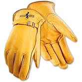 Galeton 25101PR-L 25101PR Rough Rider Premium Leather, Strap & Buckle Driver Gloves, Large, Gold