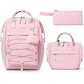 Fimibuke Backpack for School Girls, 4 PCS Waterproof Kids Backpacks with Lunch Box Pencil Case & Earphone Bag, Lightweight School BookBag Set for Teen Girl Travel Elementary Middle High School Student