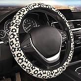 Vintage Groovy Flower Boho Floral Steering Wheel Cover for Women Men Girls Car Accessories Decor Anti-Slip Neoprene Auto Steering Wheel Covers Protector Universal 15 Inch