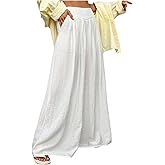GORGLITTER Women's Wide Leg Pleated Palazzo Pants Bell Bottom High Waist Flowy Flared Sheer Loose Trousers Summer Beach