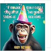 Edition Seidel Premium square Birthday Card with envelope. Greeting Happy Birthday for him or her friend colleague party funny monkey humour quote (GQ125 SW023)