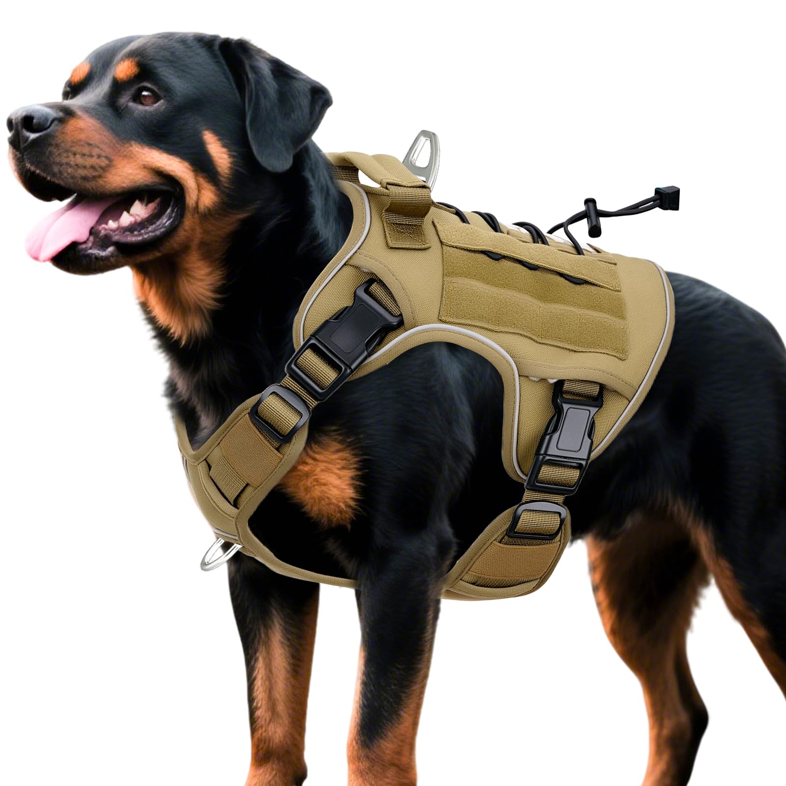 Photo 1 of Heavy-Duty Tactical Dog Harness for Large Dogs, No Pull Adjustable Reflective Pet Vest with Molle System, K9 Military-Grade Control for Service Training, Outdoor & 10+ Breeds, Khaki, XX-Large