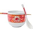 Silver Buffalo Disney Pixar Monsters Inc Harryhausen's Octopus Chef Sushi Bar Ceramic Ramen Noodle Rice Bowl with Chopsticks and Spoon, Microwave Safe, 20 Ounces