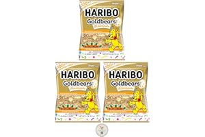 KD SUPPLIES Haribo Gummi Candy - Soft & Chewy Delicious Gummies, (Pack of 3) Share Size Peg Bags + Bonus Mystery Candy (4 oz, Gold Bears Pineapple)
