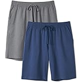 DAVID ARCHY Mens Pajama Shorts Ultra-Soft Cotton Sleep Shorts with Pockets, Breathable & Lightweight Lounge Sleepwear 2 Pack