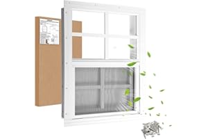 JONRIOX 16" W x 16" H Shed Window,Sliding Window, Aluminum White Flush Mount with Tempered Glass and Stainless Steel Screen, Playhouse Window, Chicken Coop Window, Household Window.(White 1 Pack)