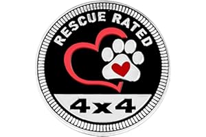 GOWXS Rescue Paw Badge Rated Car Emblem, 4 x 4 Automotive Car Badge Decals Stickers 3D Metal Car Badges Round Emblem Decals Compatible with Jeep Wrangler Vehicles Trucks SUV + Mask Hook