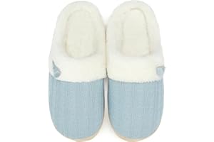 NineCiFun Women's Slip on Fuzzy House Slippers Memory Foam Slippers Scuff Outdoor Indoor Warm Plush Bedroom Shoes with Faux Fur Lining