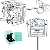 Moissanite Stud Earrings, 0.6–3.0ct Lab Created Diamond Earrings for Women & Men, D Color VVS1 Clarity, 925 Sterling Silver, 14K White Gold Plated, Hypoallergenic Solitaire Studs Jewelry Gift