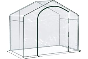 Outsunny 6' x 3' x 5' Portable Walk-in Greenhouse, PVC Cover, Steel Frame Garden Hot House, Zipper Door, Top Vent for Flowers, Vegetables, Saplings, Tropical Plants, Clear
