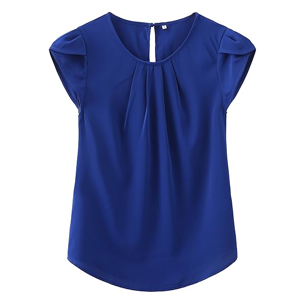 TASAMO WOMEN’S PRINTED FLOUNCING FLARED SHORT SLEEVE BLOUSE TOP SHIRTS FLORAL (XX-LARGE, ROYAL BLUE)