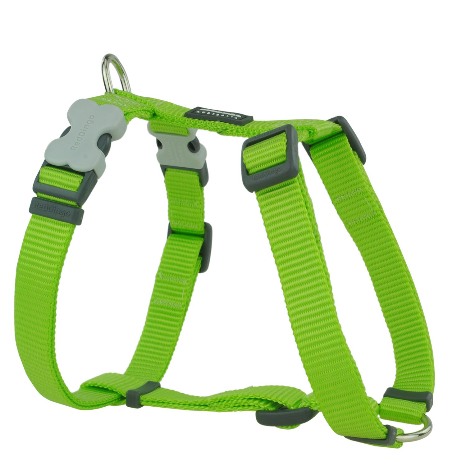Red Dingo Classic Dog Harness Plain, Lime Green, MEDIUM 20mm