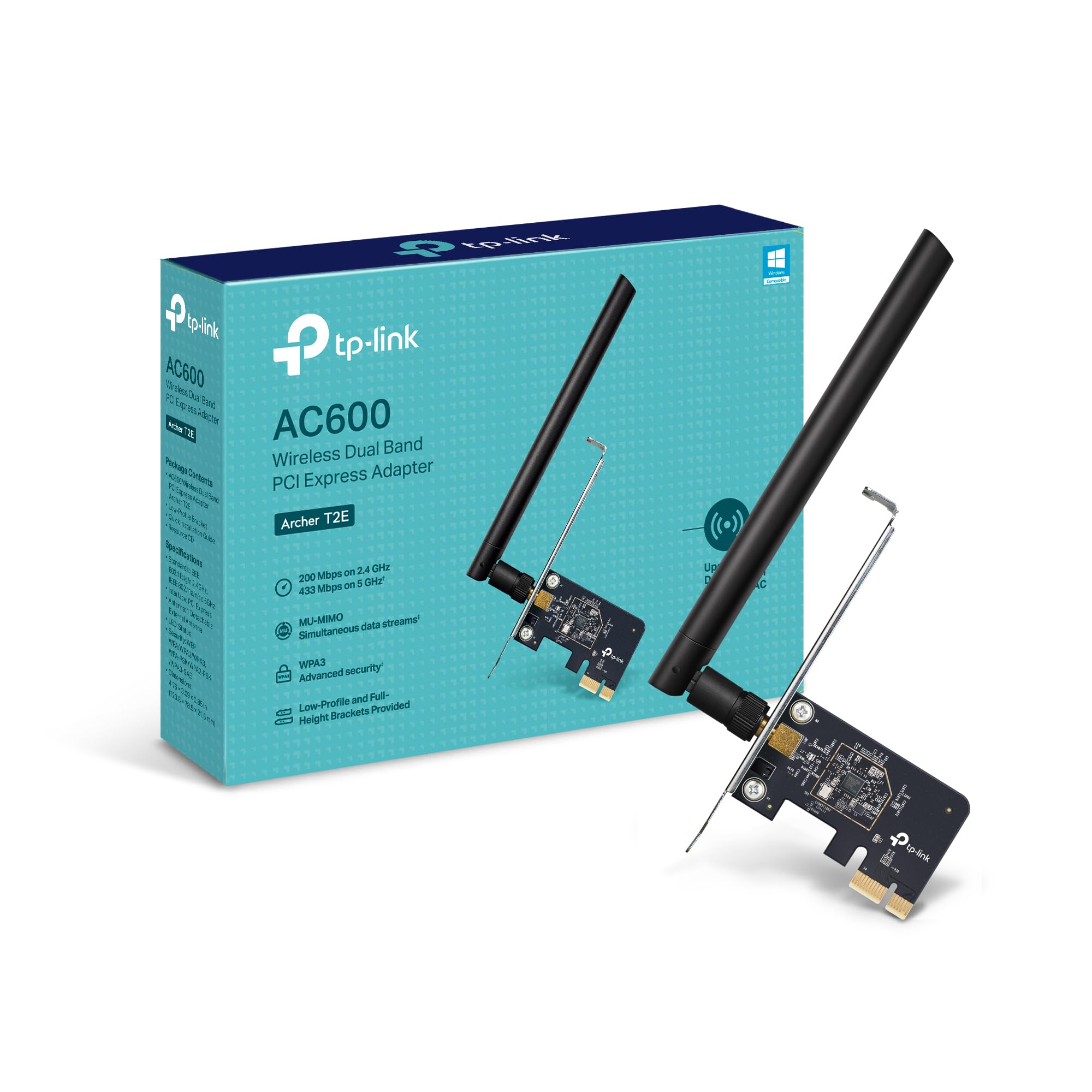 Photo 1 of ***used*** TP-Link PCIe WiFi Card AC600 for Desktop PC, Dual Band Wireless Internal Network Card(Archer T2E) High-Gain Antenna, MU-MIMO, WPA3, Low Profile, Supports Windows 10/11