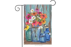 Farm Fresh Flowers Spring Garden Flag Mason Jars 18" x 12.5" Briarwood Lane