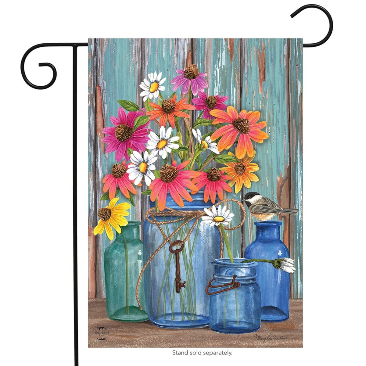Briarwood Lane Farm Fresh Flowers Spring Garden Flag Mason Jars 12.5" x 18"