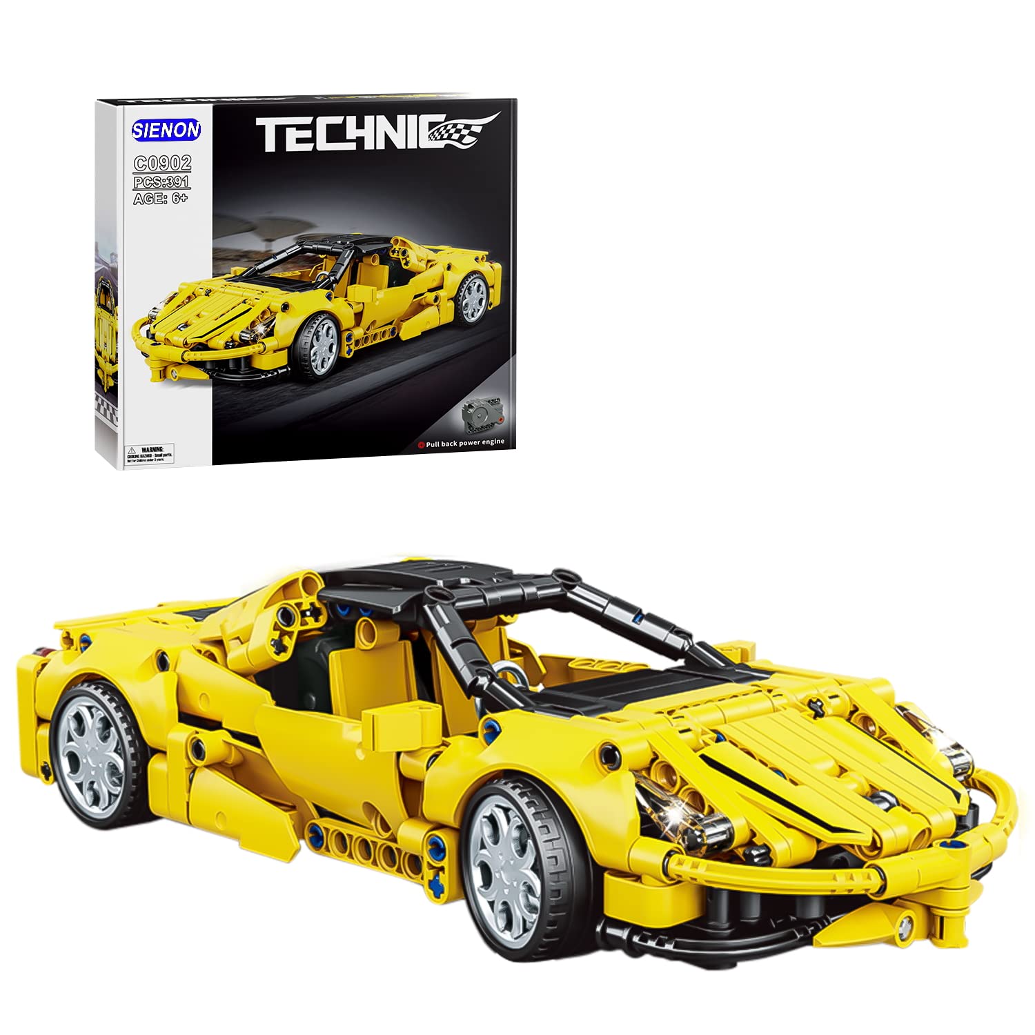 SIENON Technic Super Sports Car Building Kit - Pull Back Race Car Toy, Collectible Model Supercar Building Set - Sports Vehicle Construction Toys for Kids, Girls & Boys Age 6+ — image 1