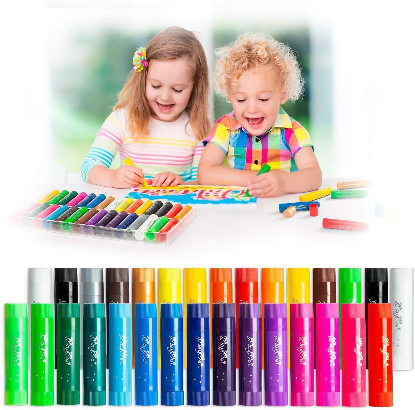 100% Washable Tempera Paint Sticks For Kids - 12 Non-toxic Pa - View #8