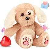 CozyWorld Heartbeat Puppy Recordable Dog Stuffed Animals 30 sec Heart Voice | Recorder Plush Toy Stuffed Animal Soft Fuzzy Doll Gifts Messages Playback for Kids Birthday Children's Day 8 inch