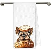 awdschkj Funny Bread Yorkshire Terrier Kitchen Towels, Gifts for Yorkie Lovers, Dish Tea Towels, Bread Baking Gifts, Cute Baking Chef Yorkie Dog Decorative Hand Towel for Kitchen Bakery, 16x24 Inches