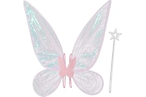 quescu Fairy Wings for Adults,Butterfly Wings for Girls,Angel Wings,Fairy Costume for Women Halloween Dress Up Party Favor (Pink)