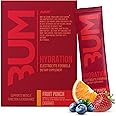 RAW Electrolytes Powder Hydration Drink Mix Packets, BUM Hydrate (Fruit Punch, 20 Servings) - Electrolyte Hydration Packets Supports Muscle Function & Endurance - Keto Free Electrolytes Powder Packets