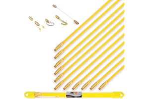 33' Fiberglass Fish Tape Wire Puller - Flexible Wire Puller Electrical Fish Rod to Fish Wire Through Wall, Pull/Push Pole for