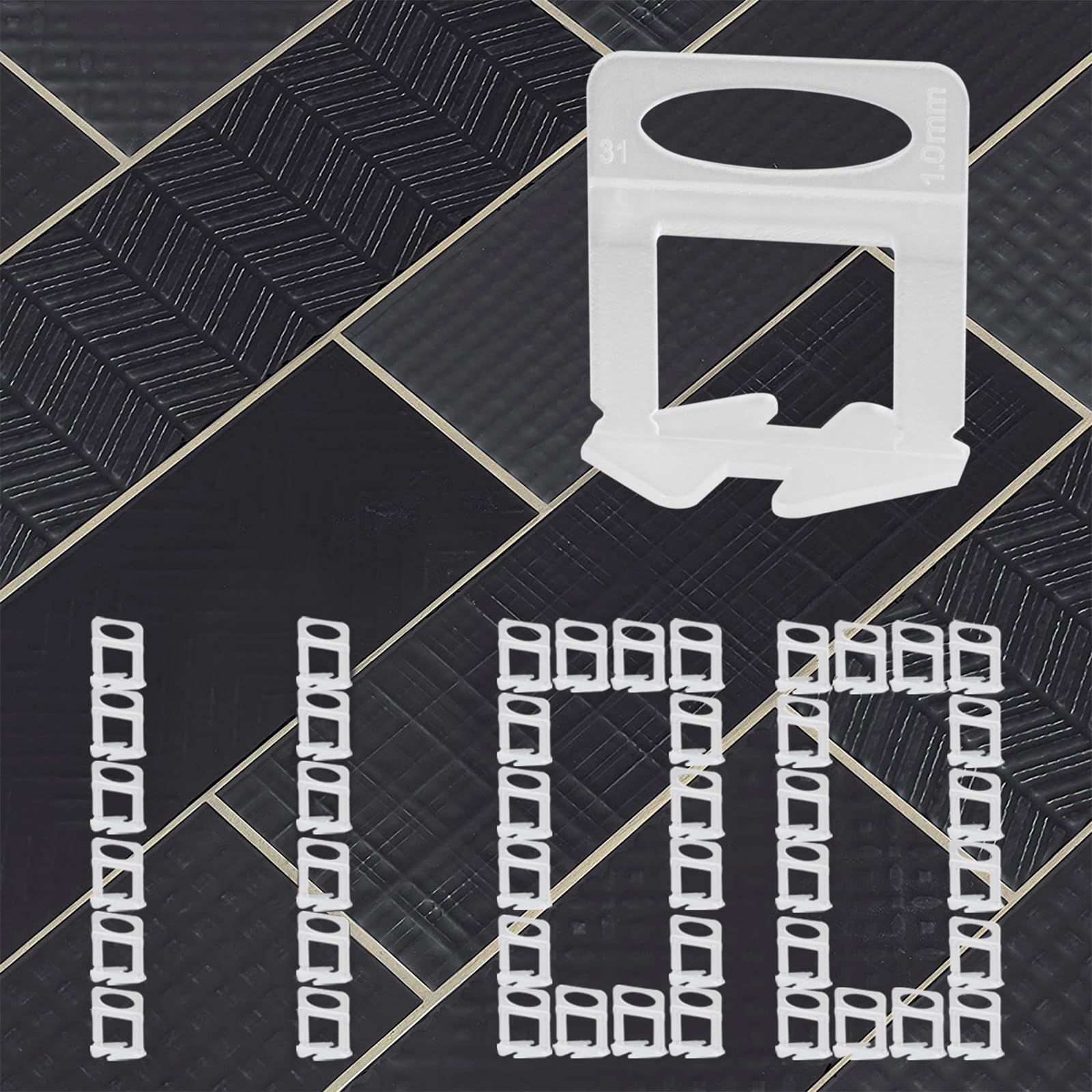 Photo 1 of 1100 Pcs Tile Leveling System Clips 1/8" (3.0mm) for Ceramic Tile and Stone Installation - DIY Tile Leveler Spacers Kit for Perfect Alignment(1100, 1/8)