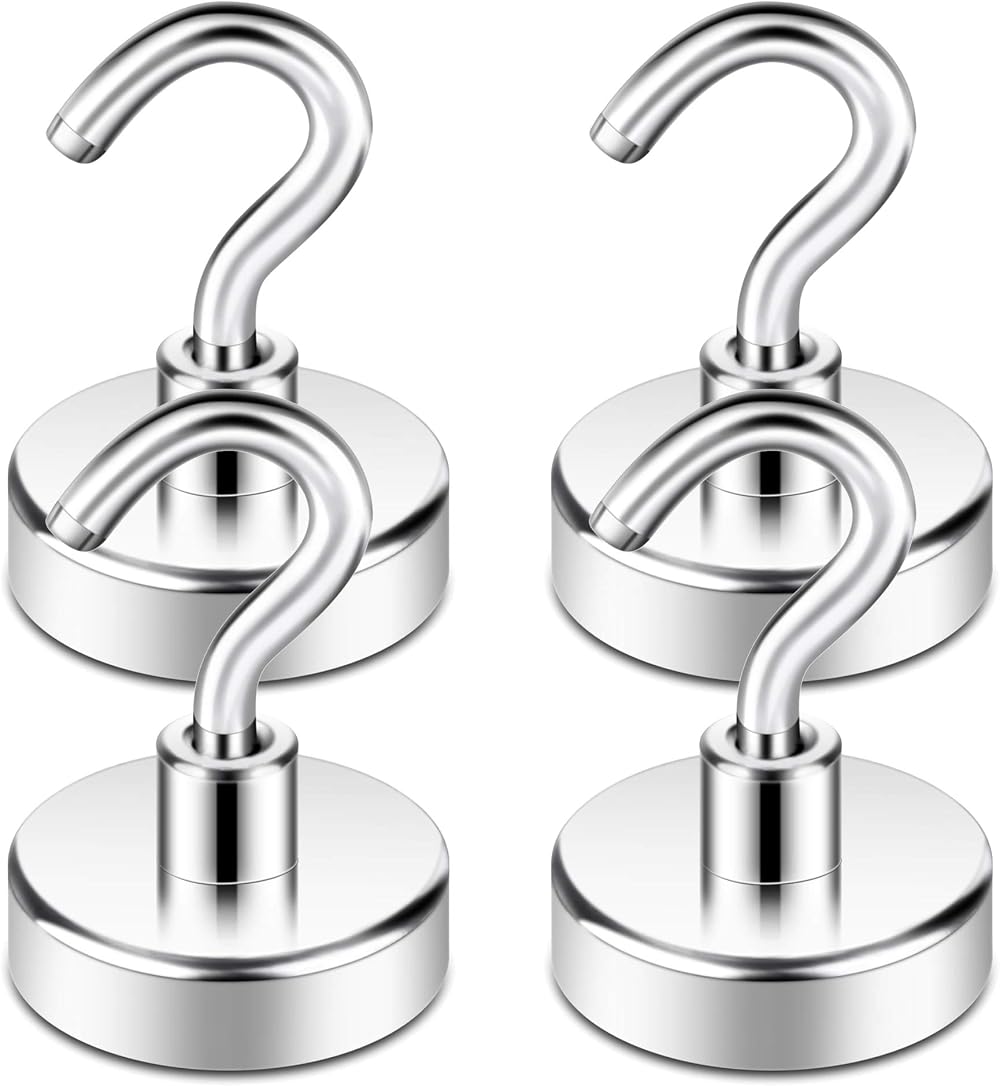 Neosmuk Magnetic Hooks Heavy Duty Pack of 4 with Strong Earth Magnets