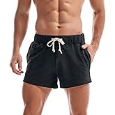 AMY COULEE Mens Sweat Shorts Cotton 3 inch Training Workout Gym Shorts Casual Running Shorts with Pockets