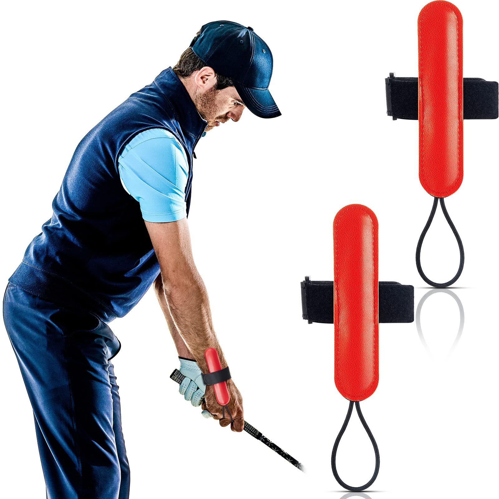 Photo 1 of 2 Pcs Golf Swing Training Golf Wrist Trainer Golf Aid Trainer Chipping Wristband Wrist Golf Training Equipment Golf Gadgets Alignment Practice Tool for Club Golf Beginners Better Impact Position