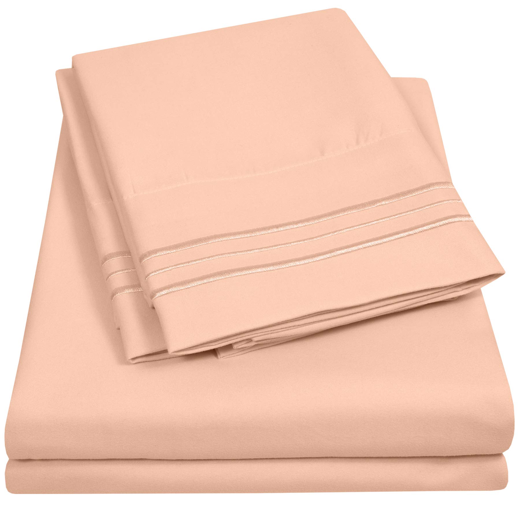 Photo 1 of 1500 Supreme Collection Queen Sheet Sets Peach - Luxury Hotel Bed Sheets and Pillowcase Set for Queen Mattress - Extra Soft, Elastic Corner Straps, Deep Pocket Sheets, Queen Peach without pillowcase