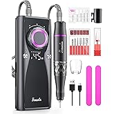 Yomanta Electric Nail Drill Professional Kit: 45,000 RPM USB Rechargeable Efile Nail Drill Nail File with 12 Bits for Polishing Gel/Acrylic Nails- Portable Manicure Tool Set for Salon/Home-Black