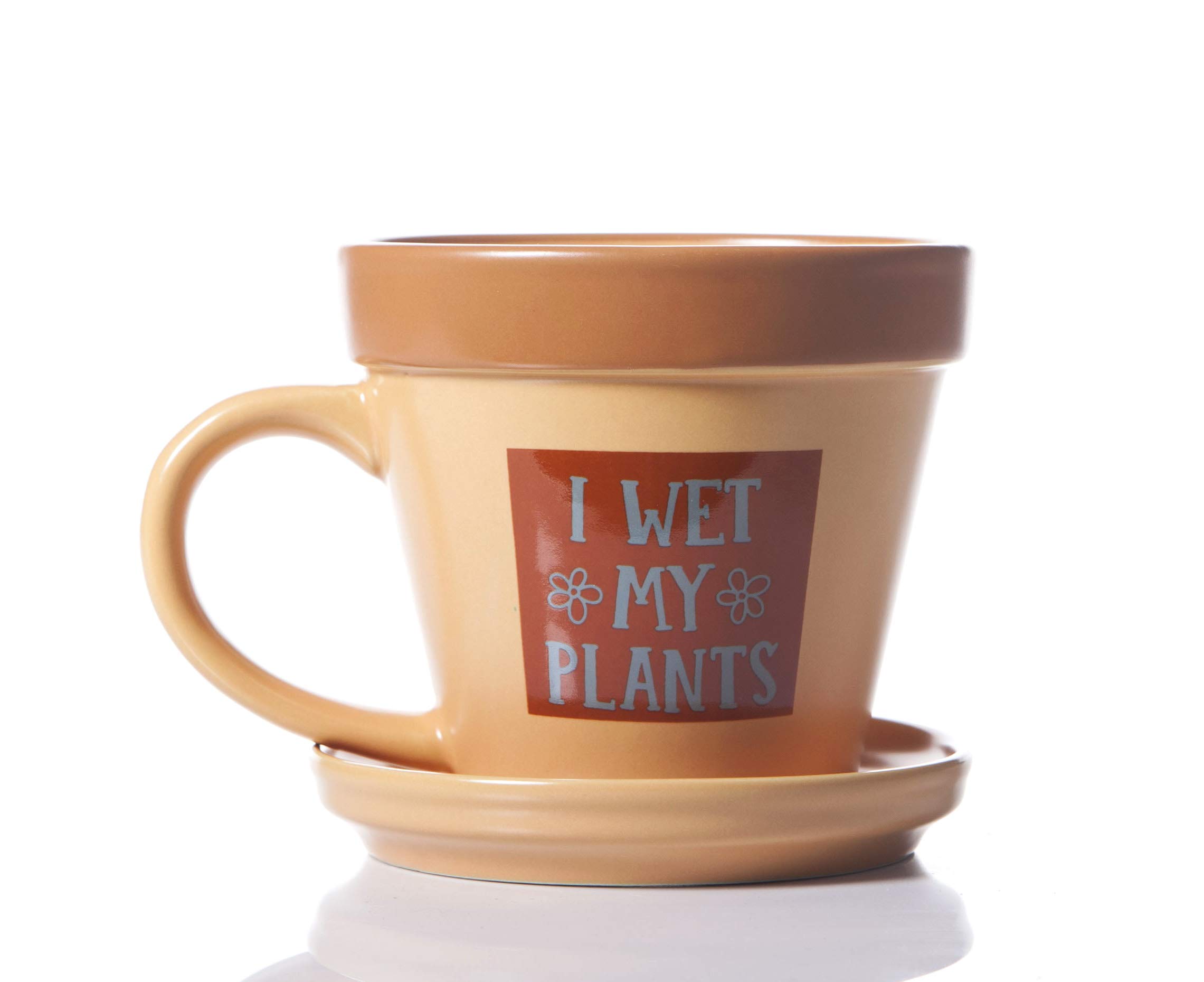 Boxer Gifts MU3071 Wet My Plants Mug | Funny Gardening Gift for Him or Her | Comes with Saucer | Ceramic, 10 Ounces