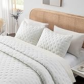 HIARUO 2-Piece Twin Quilt Set - Soft Warm Ultrasonic Reversible Coverlet Bedspread Set (68 x 90 Inch) with 1 Pillow Sham (20 x 26 Inch), White