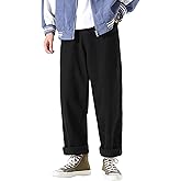 DOSLAVIDA Men's Work Jeans Casual Hip Hop Cargo Solid Color Loose Fit Straight Wide Leg Cotton Denim Pants with Zipper