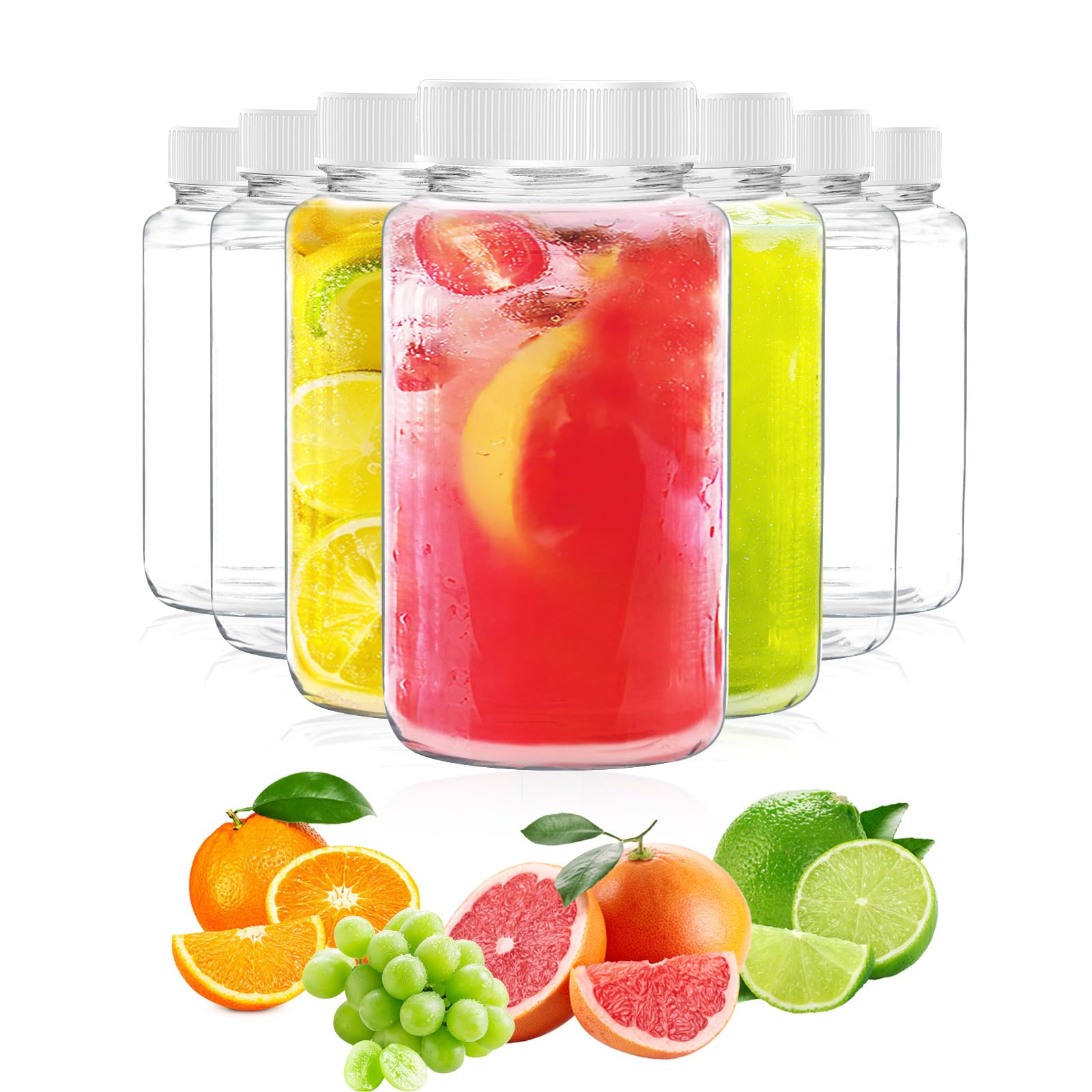 Photo 1 of 3 Ounce 9 Pcs Glass Juice Bottle Bulk Beverage Containers Glass Drink Containers for Milk Juice Drinks Bottle White Lid