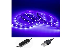 UV Black Light LED Strip 3M (10 ft) Glow in The Dark USB 5V Flexible Blacklight Fixtures for Christmas Blacklight Party Birth