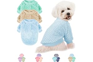 POMIU Dog Sweater, Dog Sweaters for Small Medium Dogs or Cat, Warm Soft Flannel Pet Clothes for Dogs Girl or Boy, Dog Shirt Coat Jacket (Ice Blue+Light Coffee+Teal, XX-Small)