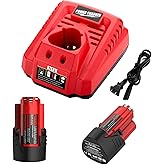 SJZNHFTOLO 2 Pack 12V 3.5Ah Battery Compatible with Milwaukee 12V M 12 Battery with Charger Starter Kit